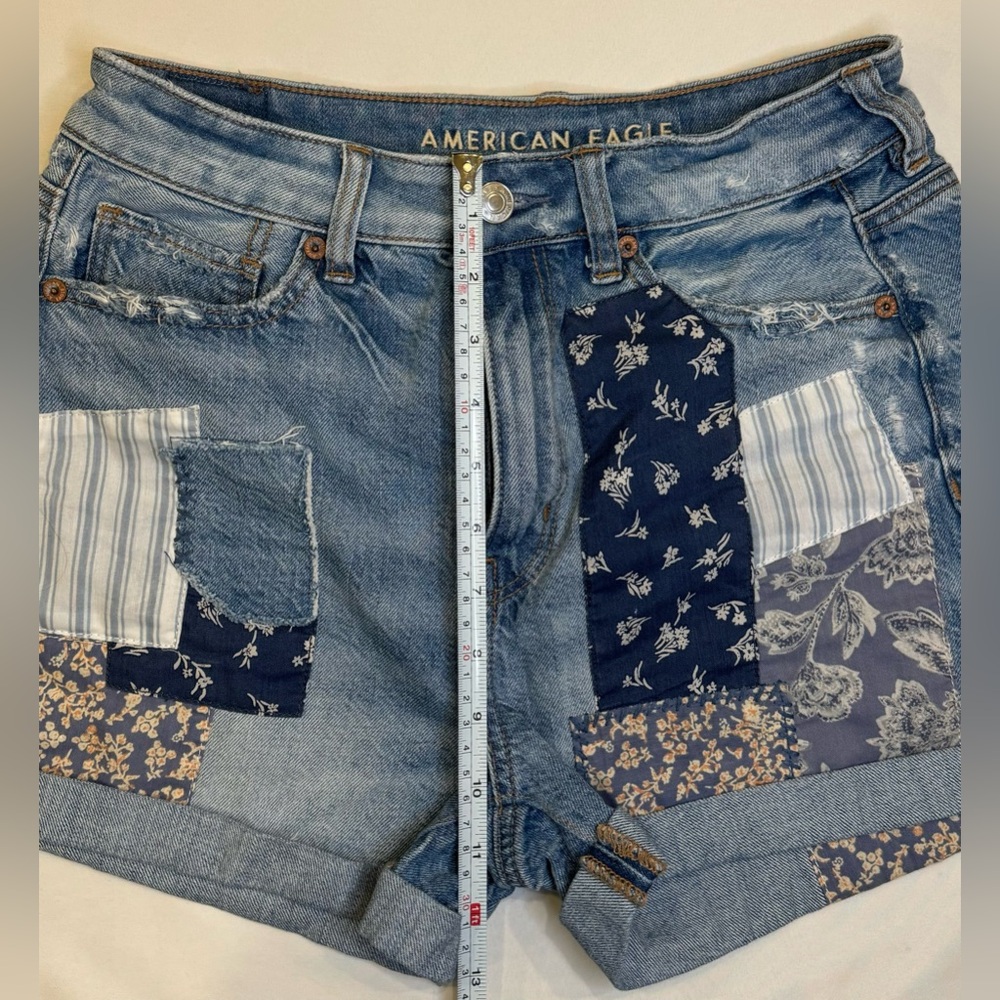 Denim Blue Patchwork Shorts - American Eagle - image 5